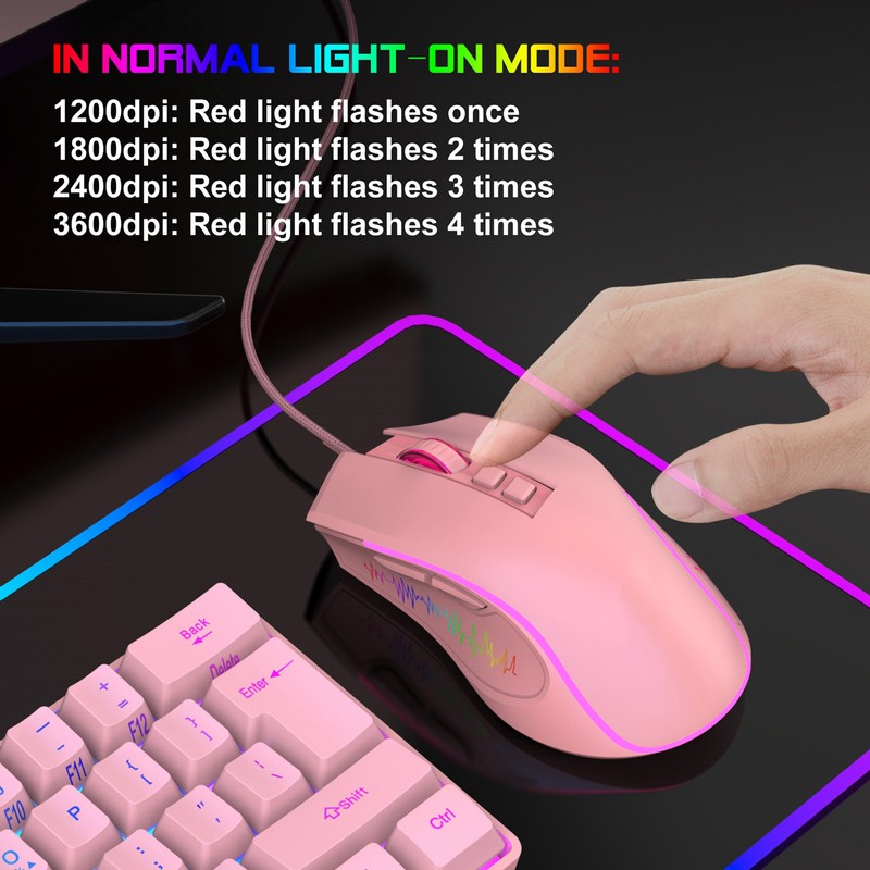 Gaming Mouse USB2.0 4 Adjustable DPI RGB Backlit Ergonomic Design