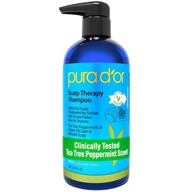 PURA D'OR Scalp Therapy Shampoo for Dandruff and Itchy Scalp, Infused with Argan Oil, Tea Tree and Natural Ingredients, Sulfate Free, All Hair Types, 