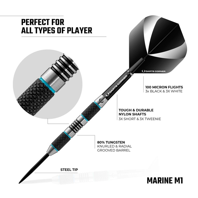 DESIGNA DARTS Corner Marine Steel Tip Dart Set | 80%