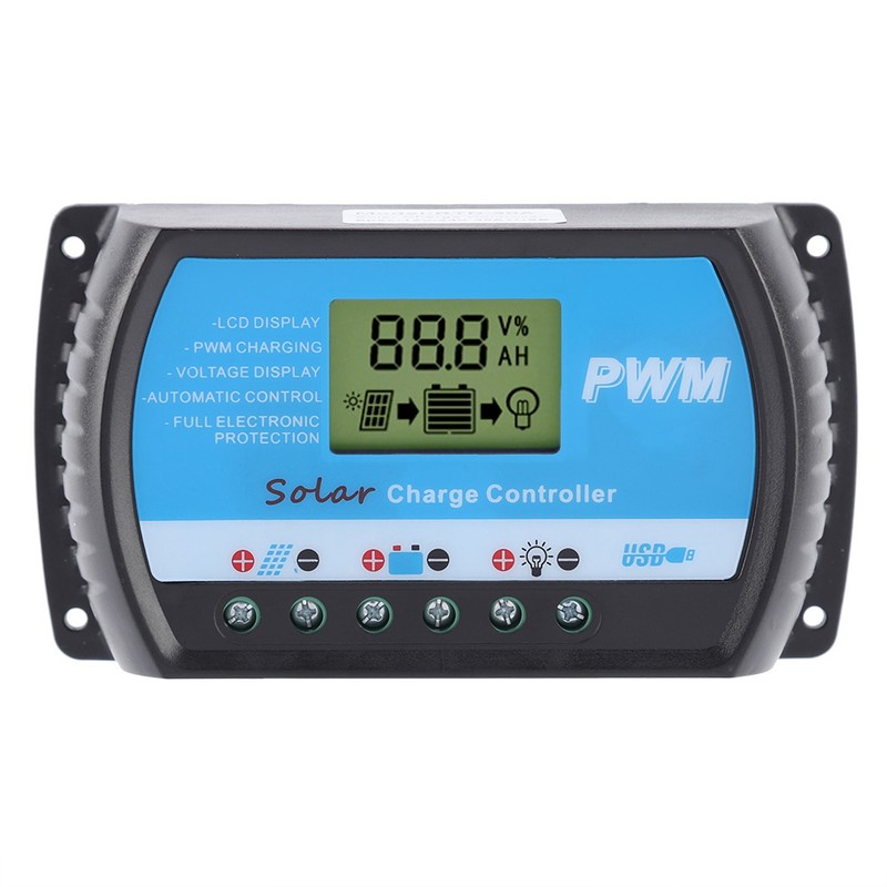 12V 24V PWM Solar Controllers LCD Display Solar Charge Controller