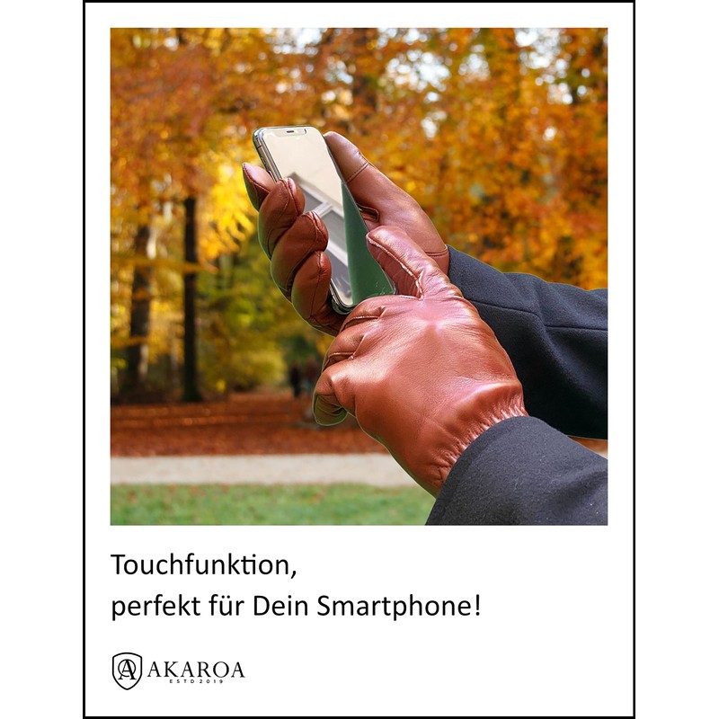 AKAROA ESTD 2019 TIM Men's Leather Gloves, Touchscreen Function, Italian