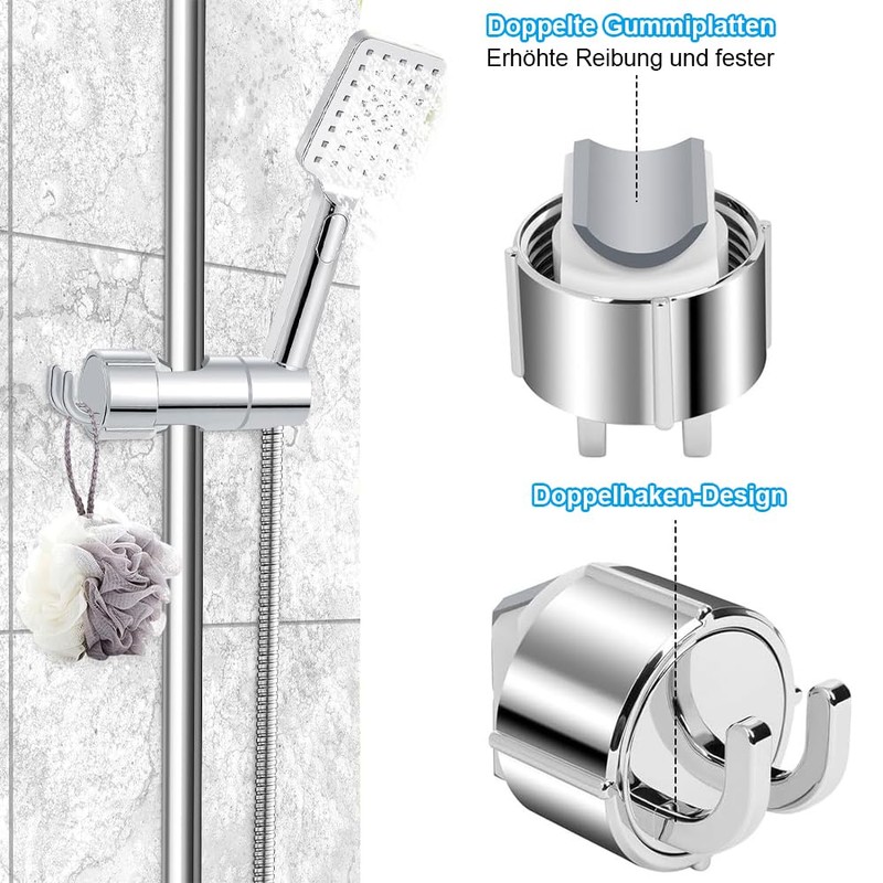 Universal Hand Shower Holder, 360° Rotatable Shower Holder with 2