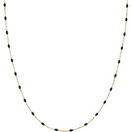 Amen Necklace Gold 9kt and Black Enamel, small, Gold, black jade