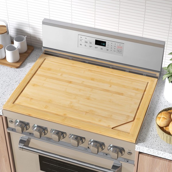 Bamboo Stove Cover Board 30"x22" - Multi-Functional Gas/RV Stovetop Protector