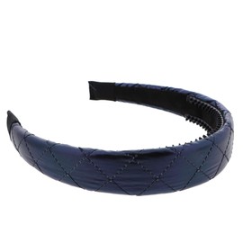Motique Accessories Blue Multi Quilted Squares Headband Solid Hair band for Women and Girls