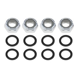 LT Easiyl 8Pcs M8 Skateboard Lock Nuts Set Heavy Duty Skateboard Truck Axle Washers Speed Rings Accessories for Skateboard Silver