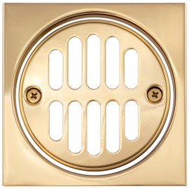 Westbrass Shower Strainer Set Square with Crown, Polished Brass, D313-03