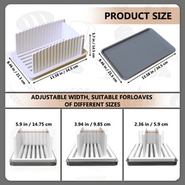 PLENTY HOUSE. Bread slicer for homemade bread. Manual bread slicing guide with adjustable with adjustable width, foldable, compact and with crumb tray. Ideal for sourdough bread, baguettes and bagels.