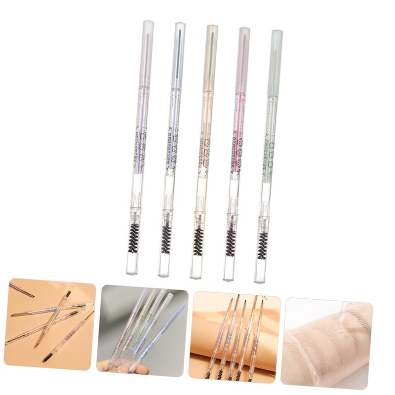 Minkissy 5pcs Eyebrow Makeup Pencils Double-ended Brow Pens Thin Medium