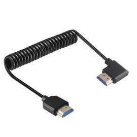 Danfetsoy 8K Right Angle HDMI Coiled Cable 1Ft-4Ft, HDMI Male to Male Coiled Cable 48Gbps Support 8K@60Hz Suitable for Computers, Monitors, Projectors(Right Angle)