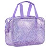 UUYUUY PVC Clear Makeup Bag, Leopard Purple, Clear Makeup Bag