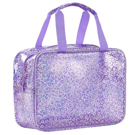 UUYUUY PVC Clear Makeup Bag, Leopard Purple, Clear Makeup Bag