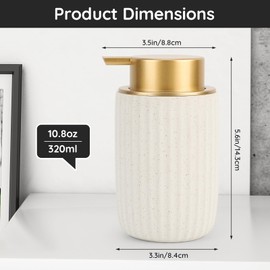 Segbeauty Soap Dispenser, Pack of 2, 320 ml Soap Dispenser, Ceramic, Shower Gel Dispenser, Refillable, Shampoo Dispenser with Large Pump Head