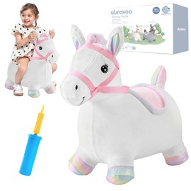 Hopper Toy 2 Year Old Boy, Toddler Plush Bounce Animals, Ride on Bouncing Plush Inflatable Horse, Outdoor Indoor Hopping Horse Bouncer, Birthday Gifts for 18m -5 Years Old Kid (White)