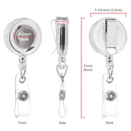 QREEL Badge Reel with Belt Clip, Badge Holder Retractable Clip, ID Badge Clip with 29” Retractable Cord (Clear Translucent, 2 Pack)