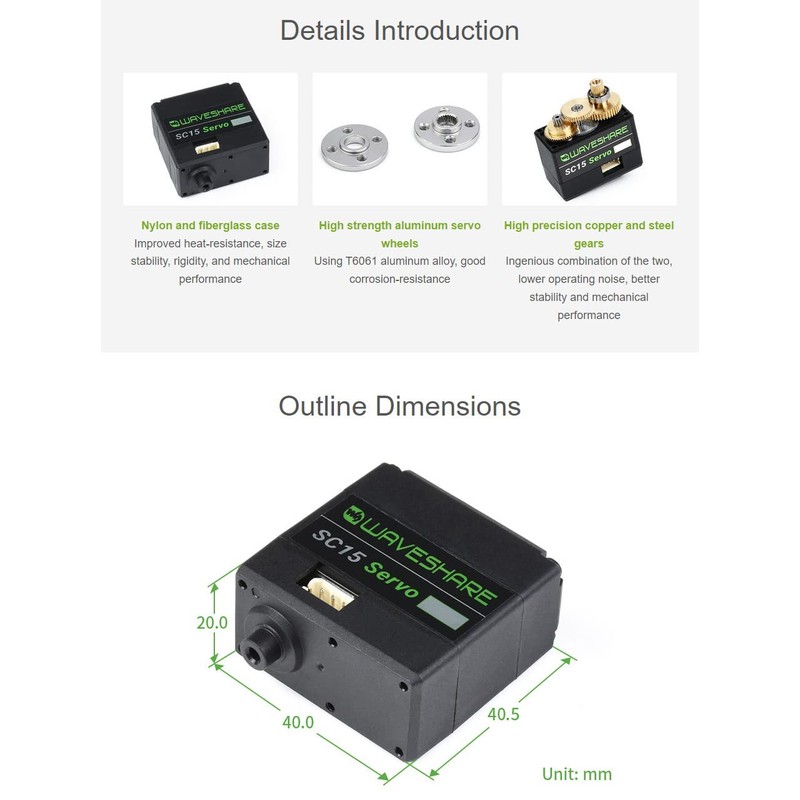 Waveshare SC15 17kg Large Torque Programmable Serial Bus Servo 17kg.cm