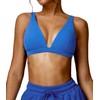 FEOYA Women Low Medium Impact Sports Bra Deep V Neck