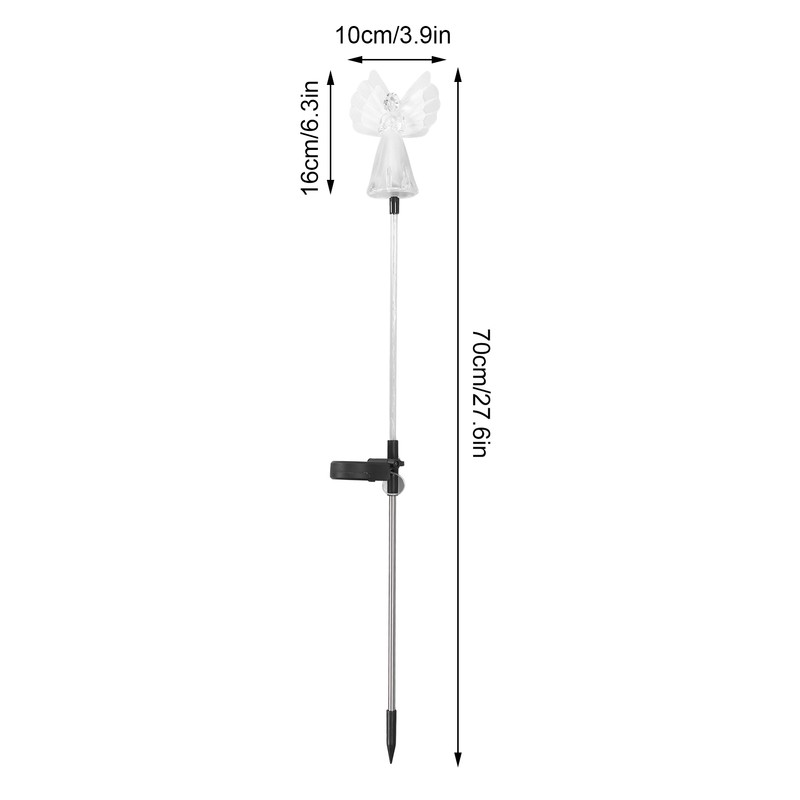 Solar Angel Lamp Colorful Lighting PP Stainless Steel Solar Powered