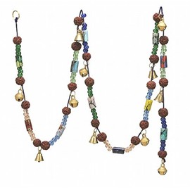 Amazing Chime with Eleven Polished Brass Bells 0.75" High with Colorful Beads on 60" Long String