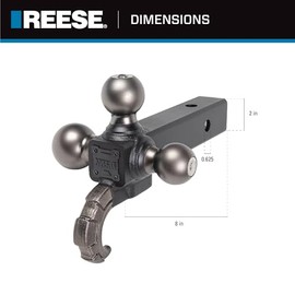 Reese Towpower 7095620 Enganche de bolas triple para remolque, (1-7/8 Pulgadas, 2 Pulgadas, 2-5/16 Pulgadas de bolas de enganche para rem...