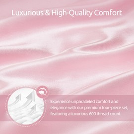 Cibhlea Luxury Satin Sheets Full Size - 4-Piece Ultra-Soft Bed Sheet Set with Deep Pocket Fitted Sheet, Cooling Silk Feel, Includes 1 Flat Sheet, 1 Fitted Sheet, 2 Pillowcases