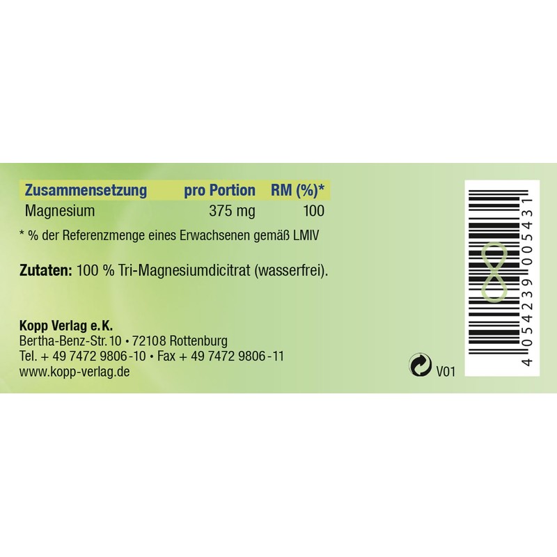 KOPP Vital® Tri-Magnesium Dicitrate Granules | 250 g | GMO
