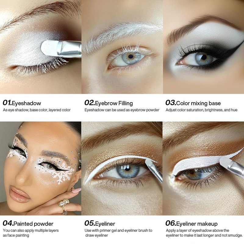 DE'LANCI Single Pearl White Eyeshadow Palette, White Matte Eyeshadow Makeup,