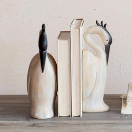 Creative Co-Op Resin Heron Bookends, Cream, Set of 2