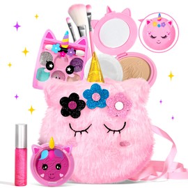 ULOVEME Kids Washable Makeup Kit for Girls 4-6 with Small Coin Purse(5.5x5.25in) - Real, Non Toxic Makeup for Little Girls - Umicorns Gifts for Girls