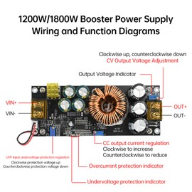 Aideepen Step Up Converter, 1800W 40A DC-DC Boost Converter, Constant Voltage and Constant Current Adjustable 14-85V to 14-120V
