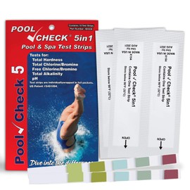 Industrial Test Systems Pool Check 5in1 10 Individually Wrapped Test Strips in Pocket Pack | Test Free & Total Chlorine, Alkalinity, Hardness & pH | Ideal for Public Pools & Waterparks