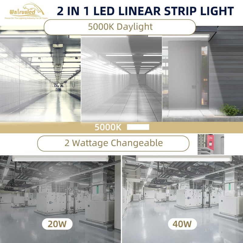 4FT LED Linear Strip Emergency Stairwell Light, 2 Watt Selectable,
