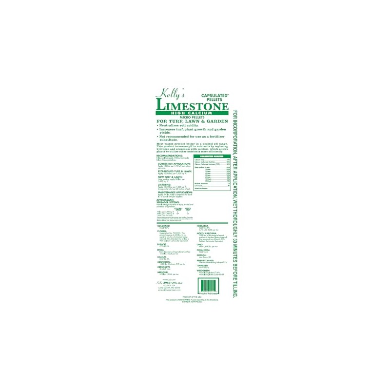 Kelly's Capsulated Limestone Pellets - 50lb Bulk Bags - for