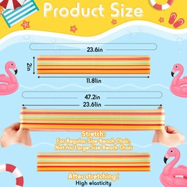 8 Pack Towel Bands for Beach Chairs Cruise Towel Clips for Lounge Beach Pool Chairs Towel Strap Holder Elastic Windproof Beach Accessories for Summer (Rainbow Style, 11.81 x 1.97 Inch)