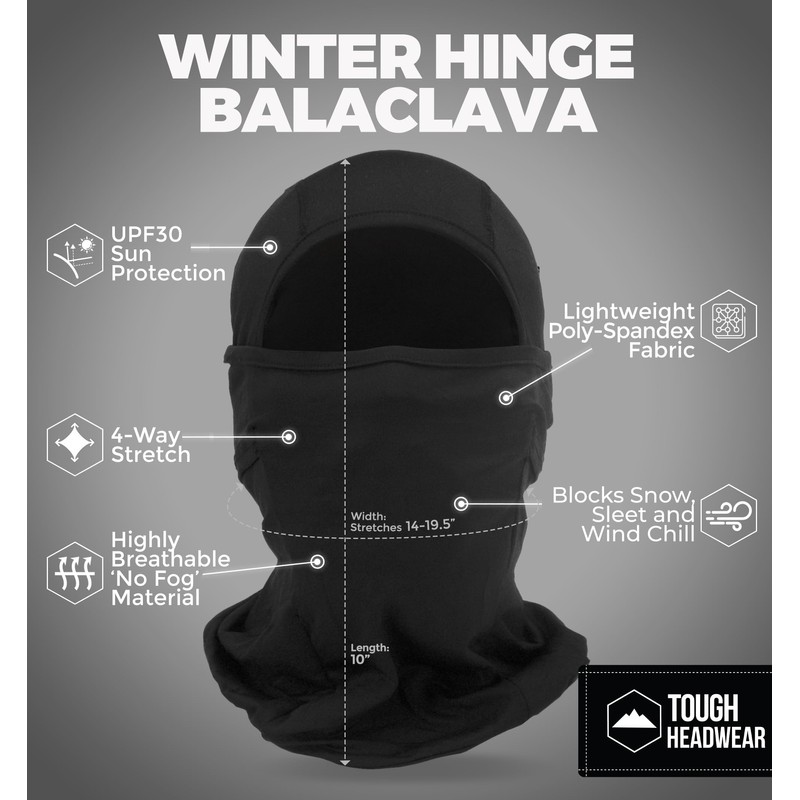 Tough Headwear Winter Balaclava - Windproof Ski Mask & Winter