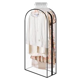 All Clear Garment Bags with Zipper for Hanging Clothes, 10" Gusseted Plastic Clothes Storage Suit Cover for Coat, Shirt, Dress, Fur, 40" Suit Bags for Open Closet (1Pcs 40 inch)