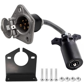 DriSentri 7-Way RV Blade to 7 Way Round Pin Trailer Adapter Connector, Tail Light Signal Trailer Adapter Harness for Commercial Vehicle/Semi-Trailer/Trailer with Mounting Bracket