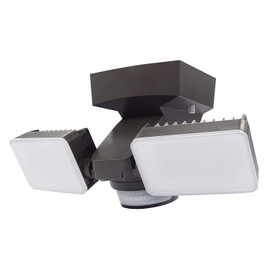 IQ America DT2002 Dusk-to-Dawn Security Flood Light w Timer, 2100 Lumen LED, Eave Soffit or Wall Mount Energy Saving Outdoor Weatherproof Commercial Residential 1pc (Bronze)