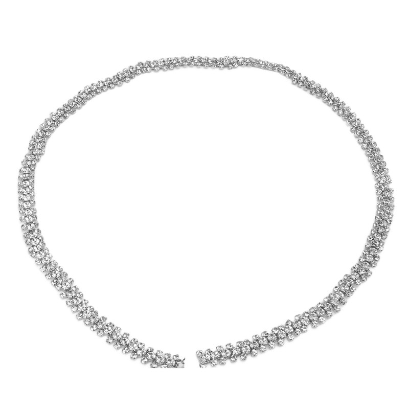 1 Yard 3 Rows Rhinestone Chain Round Glittering Rhinestone White