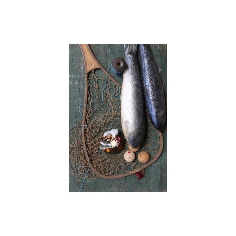 Fly Fishing Creel Basket Fish Rod Fisherman Glass Ornament
