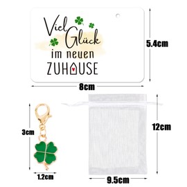 BOOMTOP Lucky Charm Clover Key Ring Gift for Housewarming Good Luck in the New Home Housewarming Gift Home Housewarming Gifts House Topping Party Moving Housewarming Party, Good luck in the new home