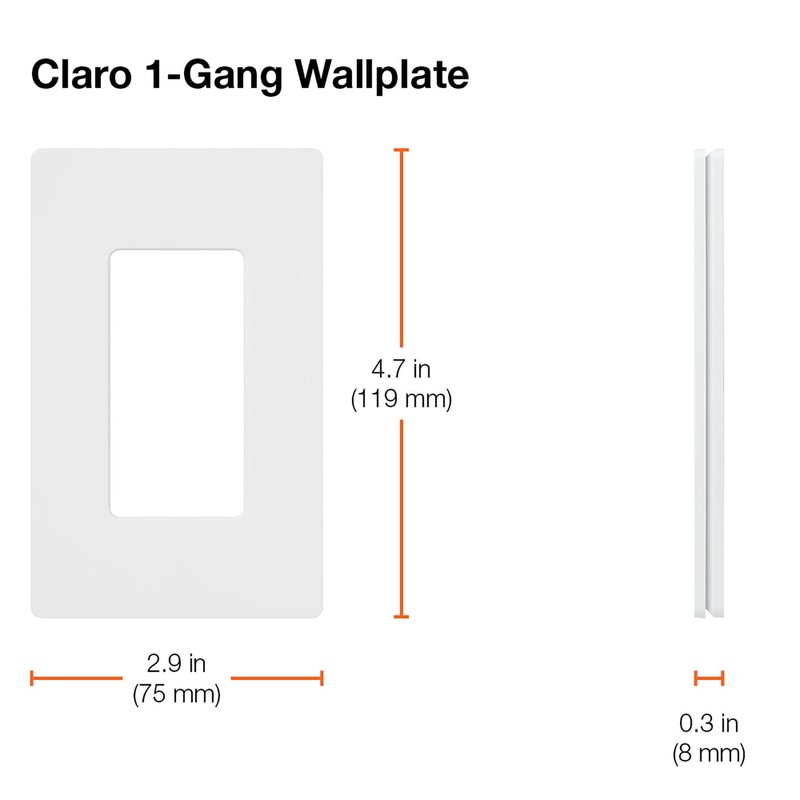 Lutron Claro 1 Gang Decorator/Rocker Wallplate, Gloss | CW-1-GR |