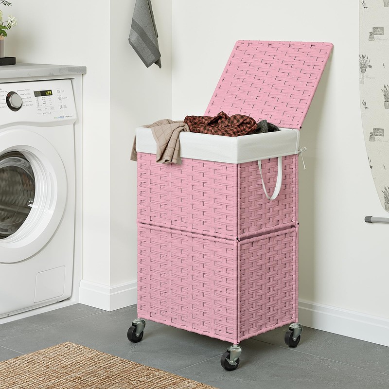 Chrislley 90L Slim Laundry Hamper with Wheels,Rolling Laundry Basket with