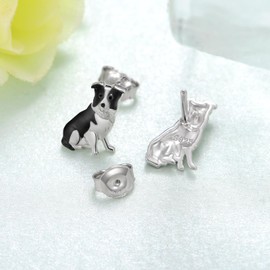 Border Collie Earrings Sterling Silver Border Collie Dog Stud Earrings Dog Jewelry Gifts for Women