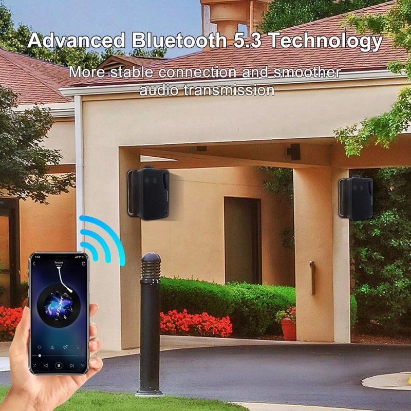 STUDIOFINIX 3.5" 200W Indoor/Outdoor Wall Speakers Wired Waterproof Surface for