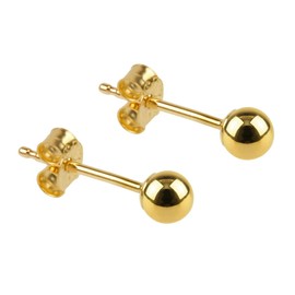 KUTEZY JEWELLERY - 3mm 18K Gold Plated Ball Stud Earrings on 925 Sterling Silver