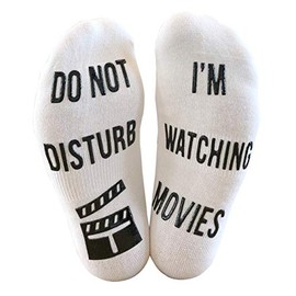 'Do Not Disturb, I'm Watching Movies' Funny Ankle Socks - Great Gift For Movie Enthusiasts, One size