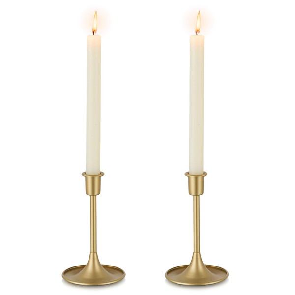 Romadedi - Juego de 2 portavelas de oro para candelabros de color dorado, centro de mesa clásico, recepción, decoración festiva de Navidad o decoración del hogar