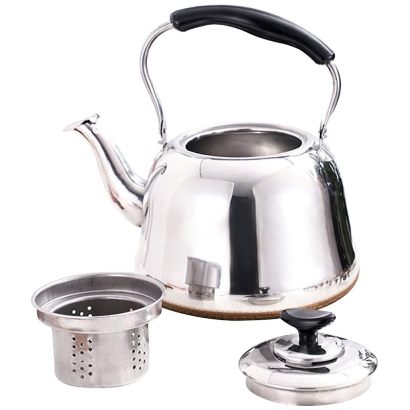 PRETYZOOM Stainless Steel Whistling Tea Kettle with Built-in Tea Strainer