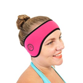SwimCell Neoprene Swimming Headband - Ear Protection for Swimming - Reversible and Adjustable Ear Covers - Swim Ear Protection - 4mm Neoprene Ear Band for Men and Women - Pink